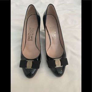 Ferragamo Patent Leather Black Pumps